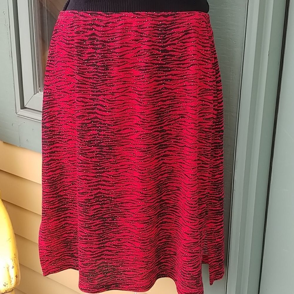 VTG 90s Red Black Zebra Print Bodycon Skirt